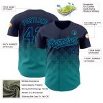 Custom Name and Number Authentic Baseball Jersey - Personalized Navy Teal 3D Gradient Square Pattern Design Personalized