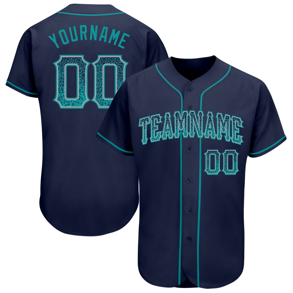 Custom Name and Number Authentic Navy Teal-Gray Baseball Jersey - Personalized Drift Fashion Team Apparel Personalized Navy