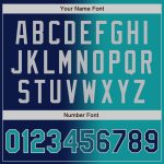 Custom Name Number Varsity Letterman Jacket Personalized Navy Teal Gray Gradient Bomber Fashion Style Full-Snap Personalized
