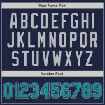 Custom Name and Number Two Tone Varsity Letterman Bomber Jacket Navy Teal-Gray Full-Snap Personalized Navy Teal-Gray Bomber