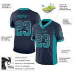 Custom Name Number Football Jersey - Personalized Navy Teal Gray Mesh Drift Team Apparel Personalized Navy Teal-Gray Mesh