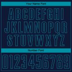 Custom Name and Number Soccer Jersey - Personalized Navy Teal Pinstripe Fade Fashion Sublimation Uniform Personalized Navy
