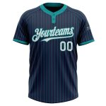 Custom Navy Teal Two-Button Softball Jersey for Teams - Personalized Name & Number - Unisex Design Personalized Navy Teal