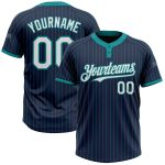 Custom Navy Teal Two-Button Softball Jersey for Teams - Personalized Name & Number - Unisex Design Personalized Navy Teal