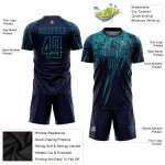 Custom Name and Number Soccer Uniform Jersey - Personalized Navy Teal Sublimation Team Gear Personalized Navy Teal Sublimation