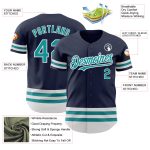 Custom Name and Number Personalized Baseball Jersey in Navy Teal-White Line Authentic Design Personalized Navy Teal-White