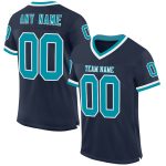 Custom Name and Number Navy Teal White Mesh Football Jersey - Personalized Authentic Throwback Team Jersey Personalized Navy