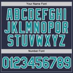 Custom Team Performance T-Shirt with Name and Number in Navy Teal-White Personalized Navy Teal-White Performance T-Shirt