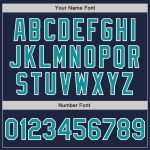 Custom Name & Number Unisex Softball Jersey - Personalized Navy Teal-White Two-Button Design Personalized Navy Teal-White