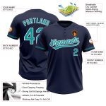 Custom Softball Jersey Unisex - Navy Teal White Two-Button Design Personalized Navy Teal-White Two-Button Unisex Softball