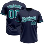 Custom Softball Jersey Unisex - Navy Teal White Two-Button Design Personalized Navy Teal-White Two-Button Unisex Softball
