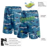 Custom Name Number Basketball Shorts Hawaii Palm Trees Navy Teal Yellow 3D Pattern Authentic Team Gear Personalized Navy