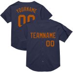 Custom Name and Number Texas Orange Navy Mesh Baseball Jersey - Personalized Authentic Throwback Design Personalized Navy