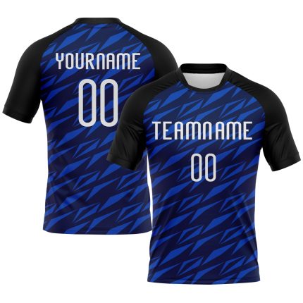 Custom Name and Number Personalized Navy Thunder Blue-Black Volleyball Jersey Geometric Shape Sublimation Uniform Team Personalized