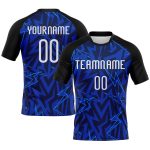 Custom Name and Number Volleyball Uniform Jersey - Personalized Navy Thunder Blue-Black Lightning Sublimation Design Personalized