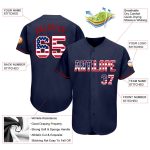 Custom Name and Number Baseball Jersey - Personalized Navy USA Flag Red Design Personalized Navy USA Flag-Red Authentic Baseball