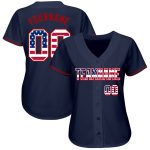 Custom Name and Number Baseball Jersey - Personalized Navy USA Flag Red Design Personalized Navy USA Flag-Red Authentic Baseball