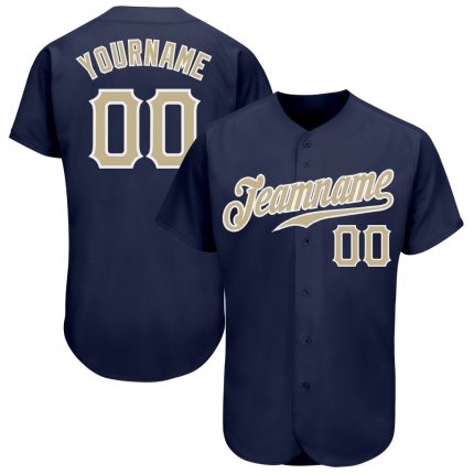 Customizable Authentic Baseball Jersey - Navy Gold-White with Team Name & Number Personalized Navy Vegas Gold-White Authentic