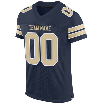 Personalized Custom Name Number Navy Vegas Gold White Football Jersey - Authentic Mesh Team Apparel Personalized Navy Vegas