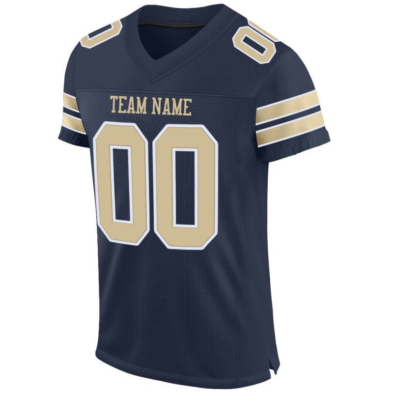 Personalized Custom Name Number Navy Vegas Gold White Football Jersey - Authentic Mesh Team Apparel Personalized Navy Vegas
