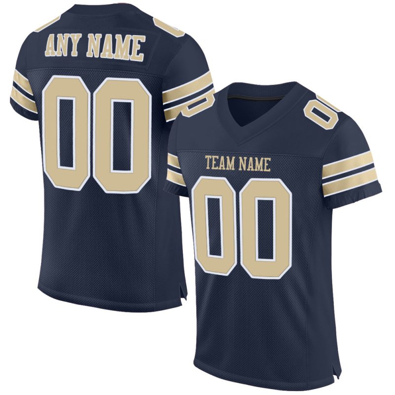 Personalized Custom Name Number Navy Vegas Gold White Football Jersey - Authentic Mesh Team Apparel Personalized Navy Vegas