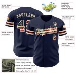 Personalized Vintage USA Flag Baseball Jersey - Custom Name & Number, Navy Cream Crimson Team Apparel Personalized Navy Vintage
