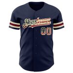Personalized Vintage USA Flag Baseball Jersey - Custom Name & Number, Navy Cream Crimson Team Apparel Personalized Navy Vintage