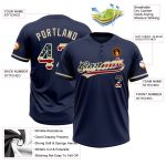 Custom Name and Number Vintage USA Flag Softball Jersey - Personalized Navy Cream Unisex Two-Button Team Jersey Personalized
