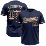 Custom Name and Number Vintage USA Flag Softball Jersey - Personalized Navy Cream Unisex Two-Button Team Jersey Personalized