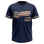 Custom Name and Number Vintage USA Flag Softball Jersey - Personalized Navy Cream Unisex Two-Button Team Jersey Personalized