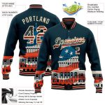 Custom Name and Number Vintage USA Flag Bomber Jacket - 3D Pattern Design of United States Congress Building, Varsity Style Full-Snap
