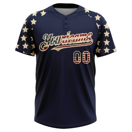 Personalized 3D American Flag Jersey with Custom Name and Number, Vintage USA Flag & Cream Unisex Softball Team Gear Personalized