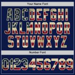 Personalized Navy Vintage USA Flag Baseball Jersey with Custom Name & Number - 3D Twinkle Star Gradient Design Personalized