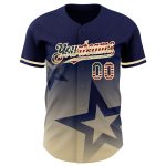 Personalized Navy Vintage USA Flag Baseball Jersey with Custom Name & Number - 3D Twinkle Star Gradient Design Personalized