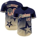 Personalized Navy Vintage USA Flag Baseball Jersey with Custom Name & Number - 3D Twinkle Star Gradient Design Personalized