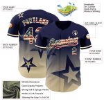 Personalized Navy Vintage USA Flag Baseball Jersey with Custom Name & Number - 3D Twinkle Star Gradient Design Personalized