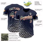 Custom Name & Number Vintage USA Flag Baseball Jersey - Navy Leopard Print 3D Pattern Design Fashion Authentic Personalized