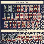 Custom Name & Number Vintage USA Flag Baseball Jersey - Navy Leopard Print 3D Pattern Design Fashion Authentic Personalized