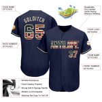 Personalized Navy Vintage USA Flag Baseball Jersey - Cream Authentic Design Personalized Navy Vintage USA Flag-Cream Authentic