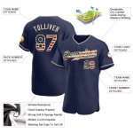 Custom Navy Vintage USA Flag Baseball Jersey - Personalized Cream Team Name & Number Personalized Navy Vintage USA Flag-Cream