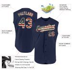 Personalized Vintage USA Flag Sleeveless Baseball Jersey in Navy and Cream Personalized Navy Vintage USA Flag-Cream Authentic