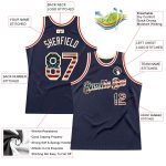 Custom Vintage USA Flag Basketball Jersey Personalized Name Number - Navy Cream Authentic Throwback Team Apparel Personalized