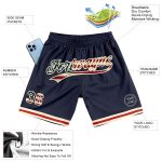 Custom Personalized Navy Vintage USA Flag Basketball Shorts with Name and Number - Authentic Throwback Style Personalized