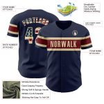 Custom Name and Number Vintage USA Flag Baseball Jersey - Personalized Navy Cream-Crimson Team Apparel Personalized Navy