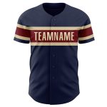 Custom Name and Number Vintage USA Flag Baseball Jersey - Personalized Navy Cream-Crimson Team Apparel Personalized Navy