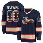 Personalized Vintage USA Flag Hockey Jersey Custom Name & Number - Navy Cream Team Apparel Personalized Navy Vintage USA
