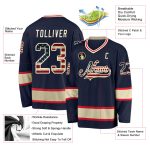 Personalized Vintage USA Flag Hockey Jersey Custom Name & Number - Navy Cream Team Apparel Personalized Navy Vintage USA