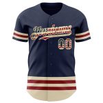 Personalized Vintage USA Flag Baseball Jersey - Custom Name & Number, Navy Cream-Maroon Line Team Jersey Personalized Navy