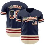 Personalized Vintage USA Flag Baseball Jersey - Custom Name & Number, Navy Cream-Maroon Line Team Jersey Personalized Navy