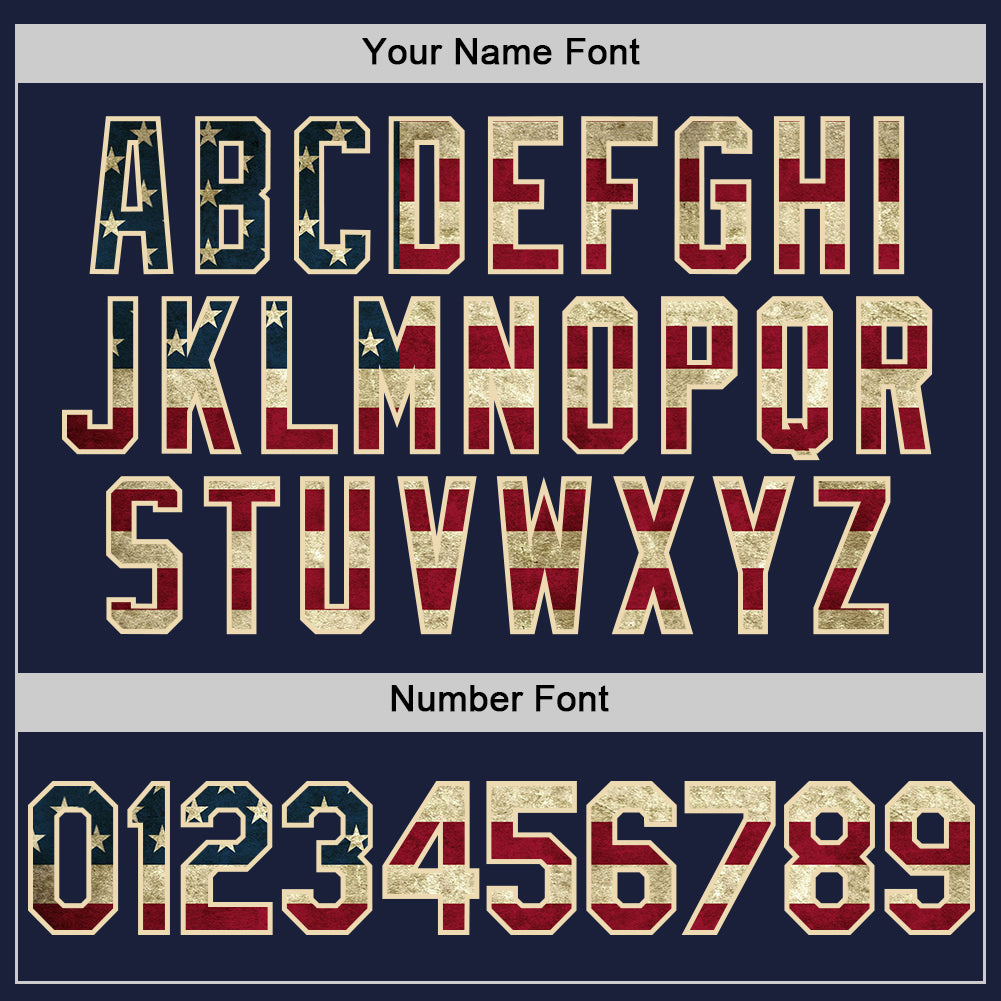 Personalized Navy Vintage USA Flag Cream-Maroon Line Authentic Baseball Jersey Team Custom Name and Number Personalized Vintage USA Flag Baseball Jersey - Custom Name & Number, Navy Cream-Maroon Line Team Jersey Personalized Navy - Image 5